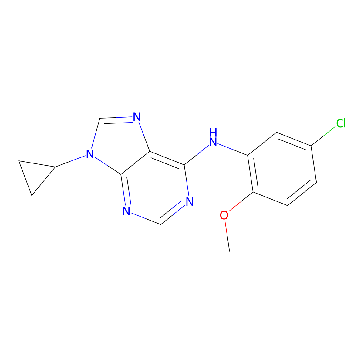 N-(5-chloro-2-methoxyphenyl)-9-cyclopropyl-9H-purin-6-amine molecular structure, CAS 2770617-25-7