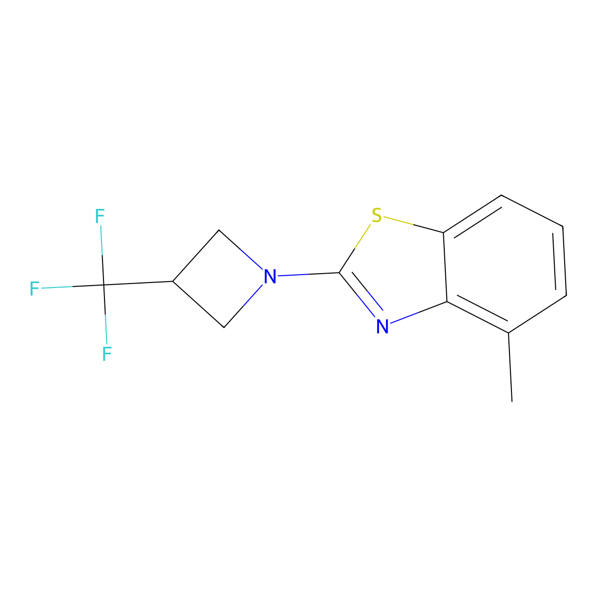 4-Methyl-2-[3-(trifluoromethyl)azetidin-1-yl]-1,3-benzothiazole molecular structure, CAS 2770617-28-0