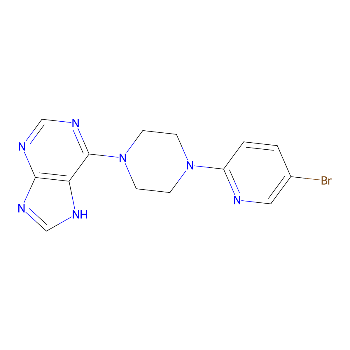 6-[4-(5-bromopyridin-2-yl)piperazin-1-yl]-9H-purine molecular structure, CAS 2770617-31-5