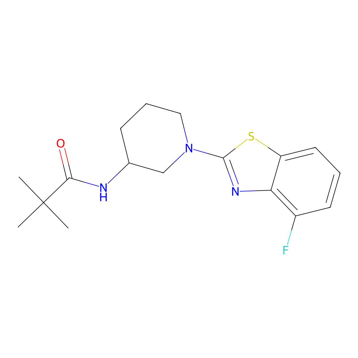 N-[1-(4-fluoro-1,3-benzothiazol-2-yl)piperidin-3-yl]-2,2-dimethylpropanamide molecular structure, CAS 2770617-32-6
