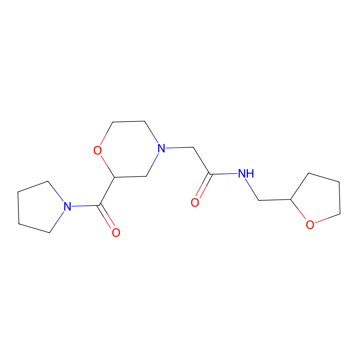N-[(oxolan-2-yl)methyl]-2-[2-(pyrrolidine-1-carbonyl)morpholin-4-yl]acetamide molecular structure, CAS 2770617-33-7
