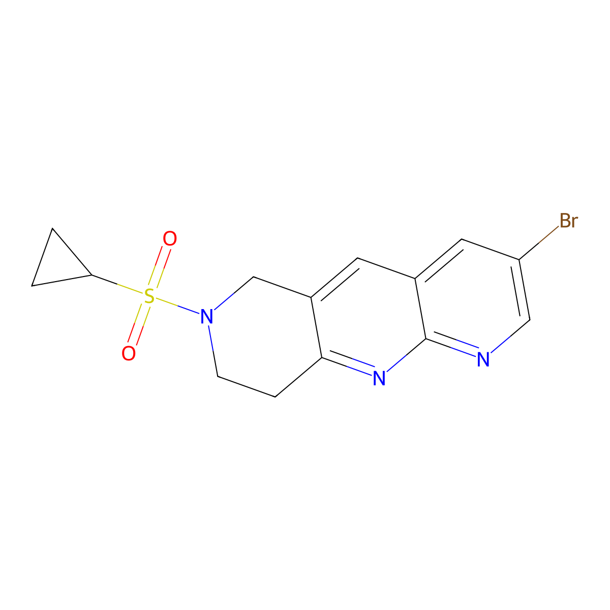 3-bromo-7-(cyclopropanesulfonyl)-6H,7H,8H,9H-pyrido[2,3-b]1,6-naphthyridine molecular structure, CAS 2770617-37-1