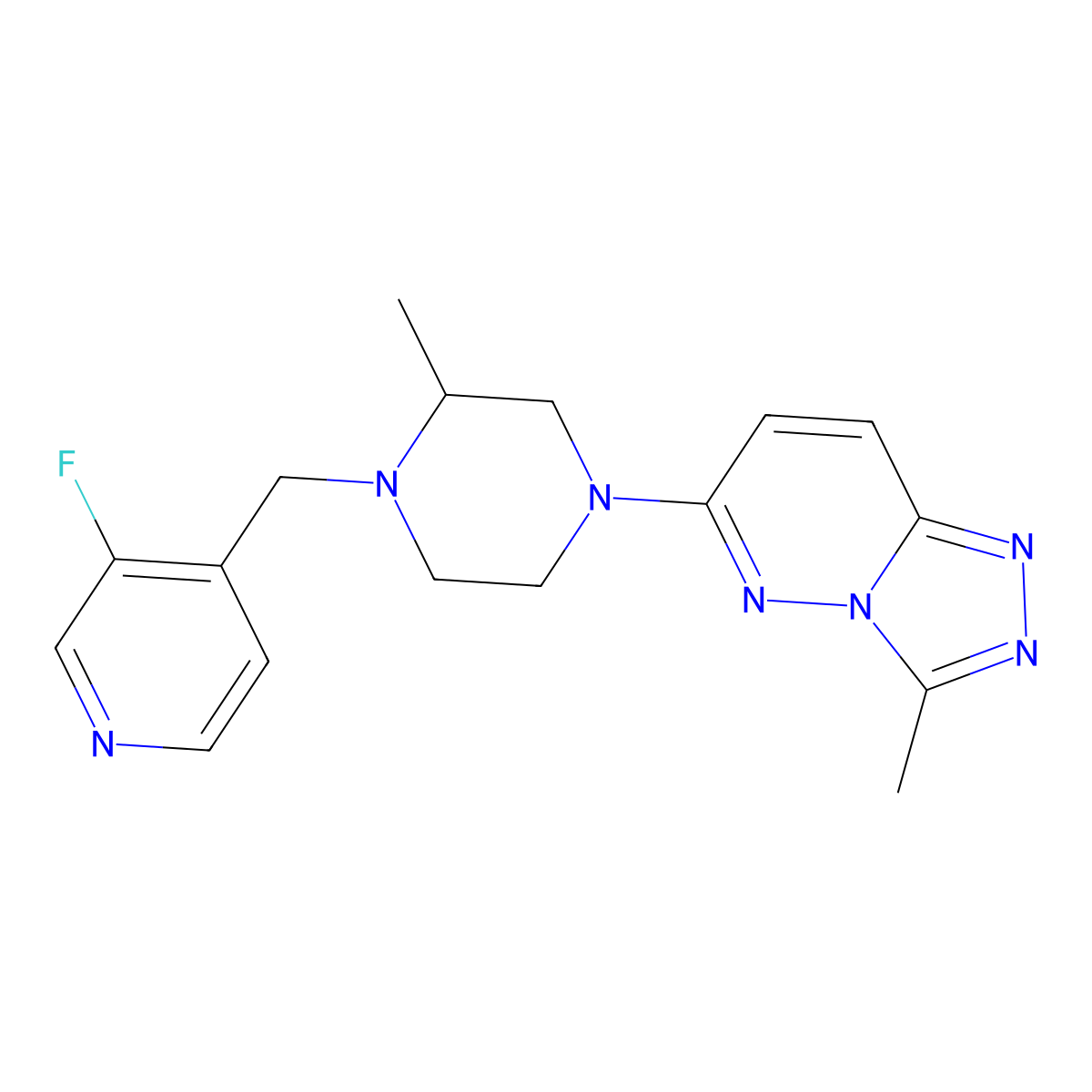 1-[(3-Fluoropyridin-4-yl)methyl]-2-methyl-4-{3-methyl-[1,2,4]triazolo[4,3-b]pyridazin-6-yl}piperazine molecular structure, CAS 2770617-43-9