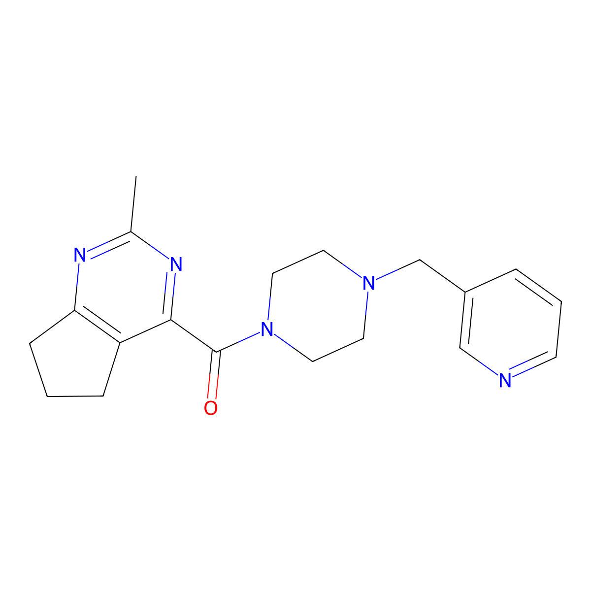 1-{2-methyl-5H,6H,7H-cyclopenta[d]pyrimidine-4-carbonyl}-4-[(pyridin-3-yl)methyl]piperazine molecular structure, CAS 2770617-50-8