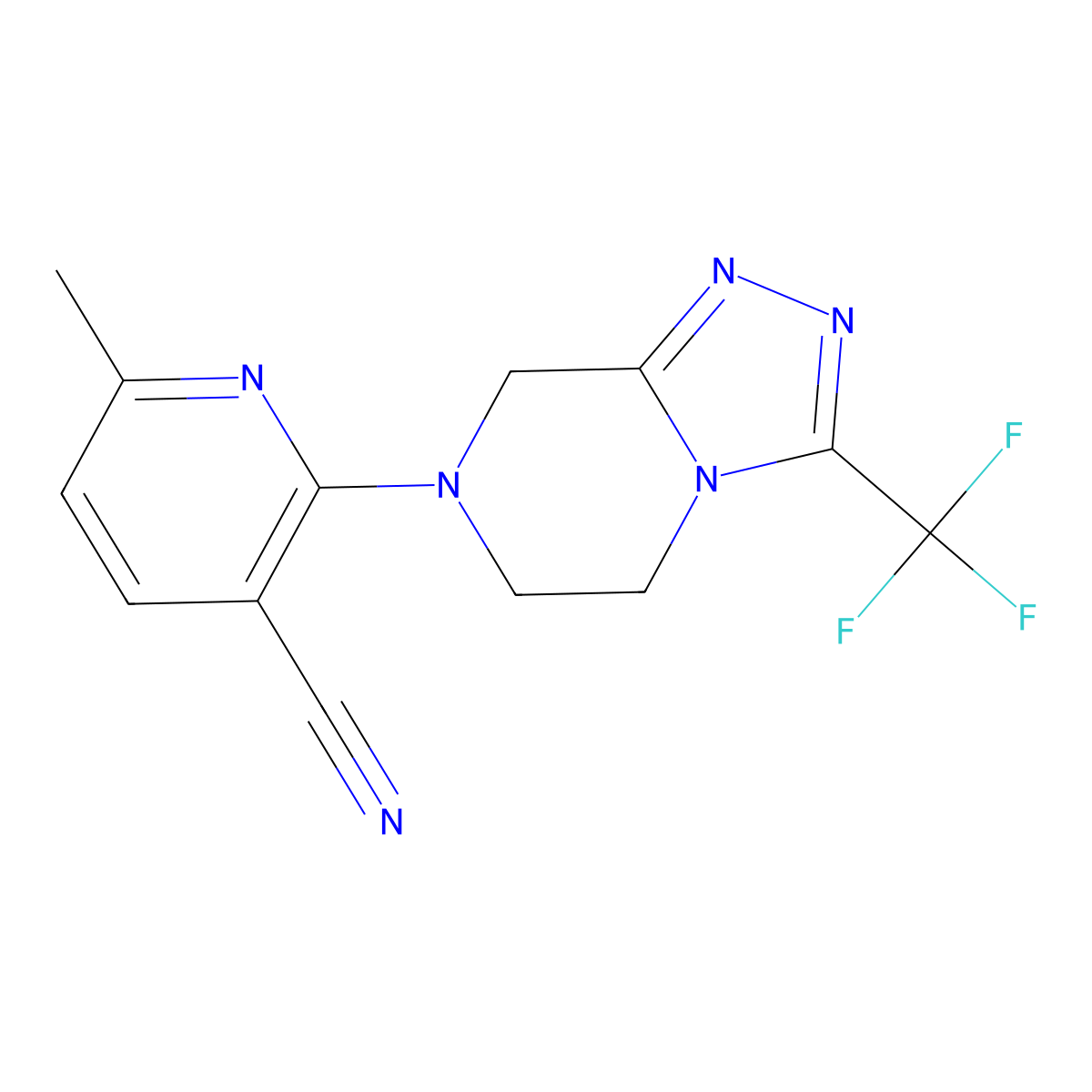 6-methyl-2-[3-(trifluoromethyl)-5H,6H,7H,8H-[1,2,4]triazolo[4,3-a]pyrazin-7-yl]pyridine-3-carbonitrile molecular structure, CAS 2770617-51-9