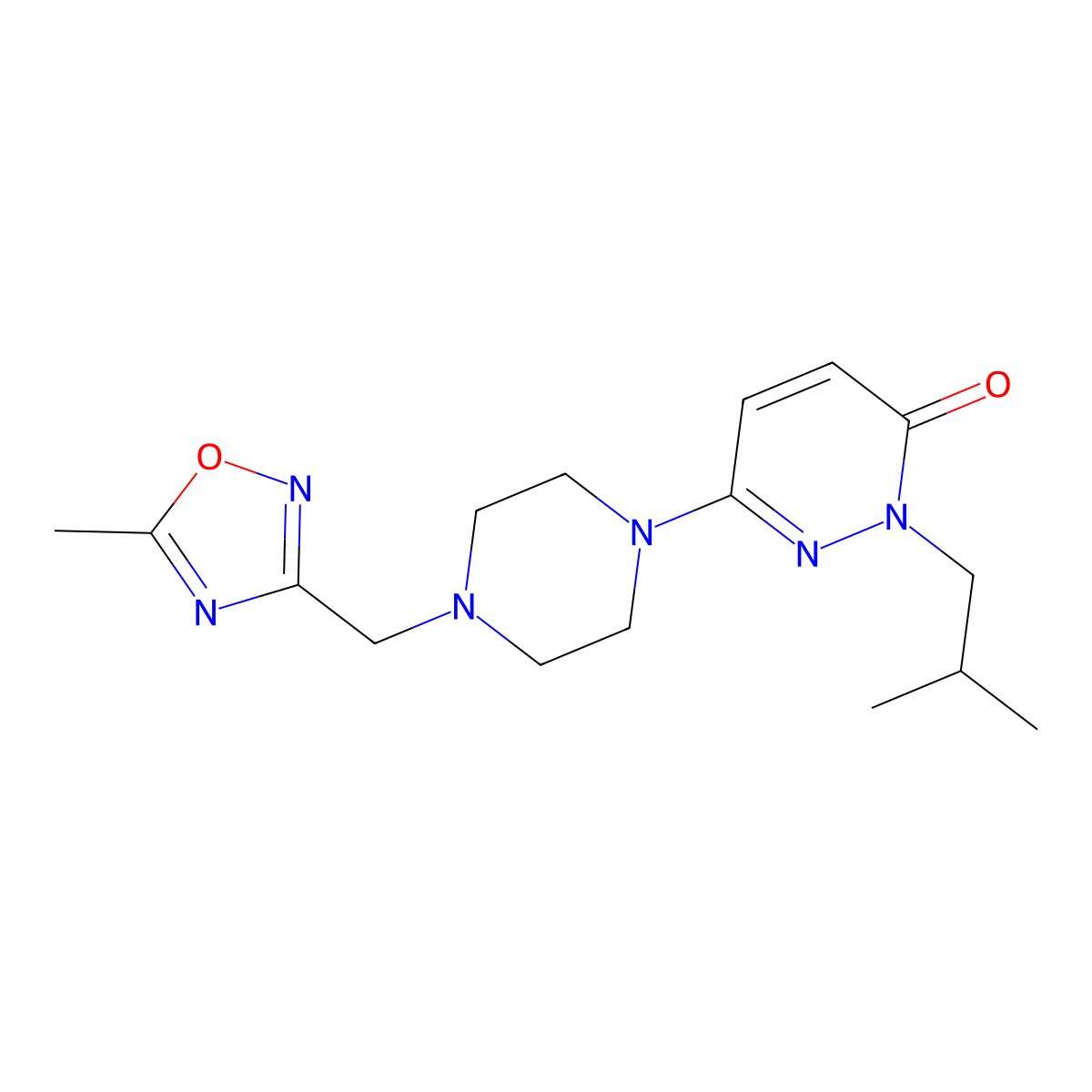 6-{4-[(5-Methyl-1,2,4-oxadiazol-3-yl)methyl]piperazin-1-yl}-2-(2-methylpropyl)-2,3-dihydropyridazin-3-one molecular structure, CAS 2770617-67-7