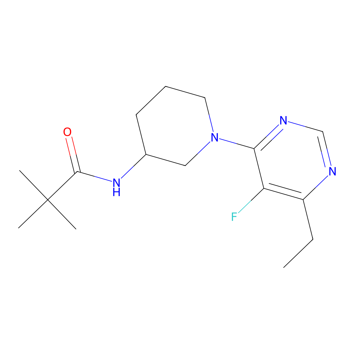 N-[1-(6-ethyl-5-fluoropyrimidin-4-yl)piperidin-3-yl]-2,2-dimethylpropanamide molecular structure, CAS 2770617-68-8