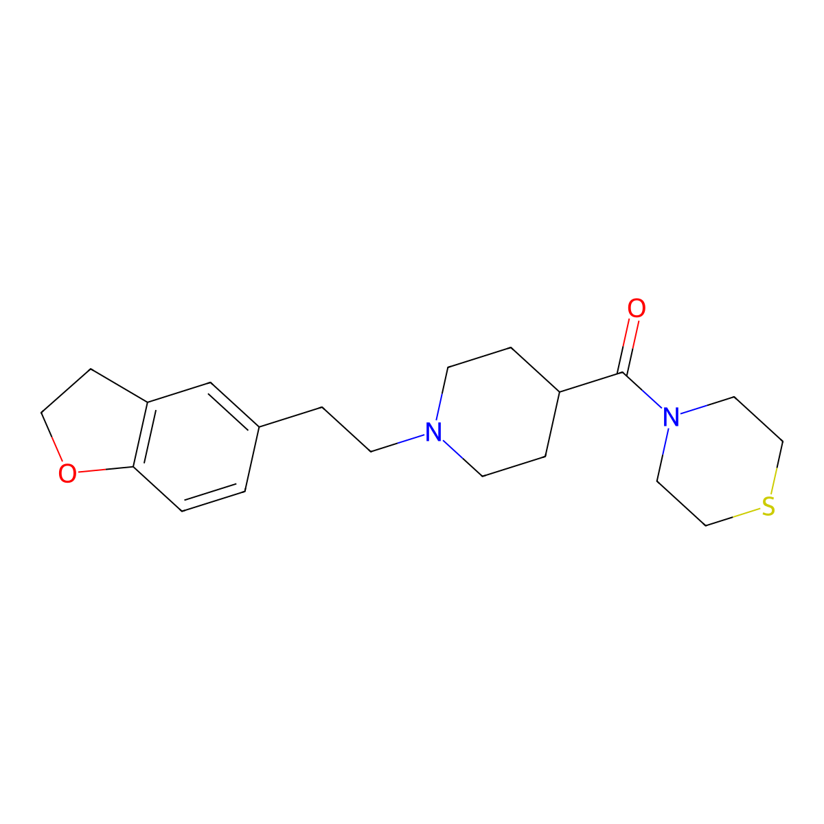 4-{1-[2-(2,3-Dihydro-1-benzofuran-5-yl)ethyl]piperidine-4-carbonyl}thiomorpholine molecular structure, CAS 2770617-78-0