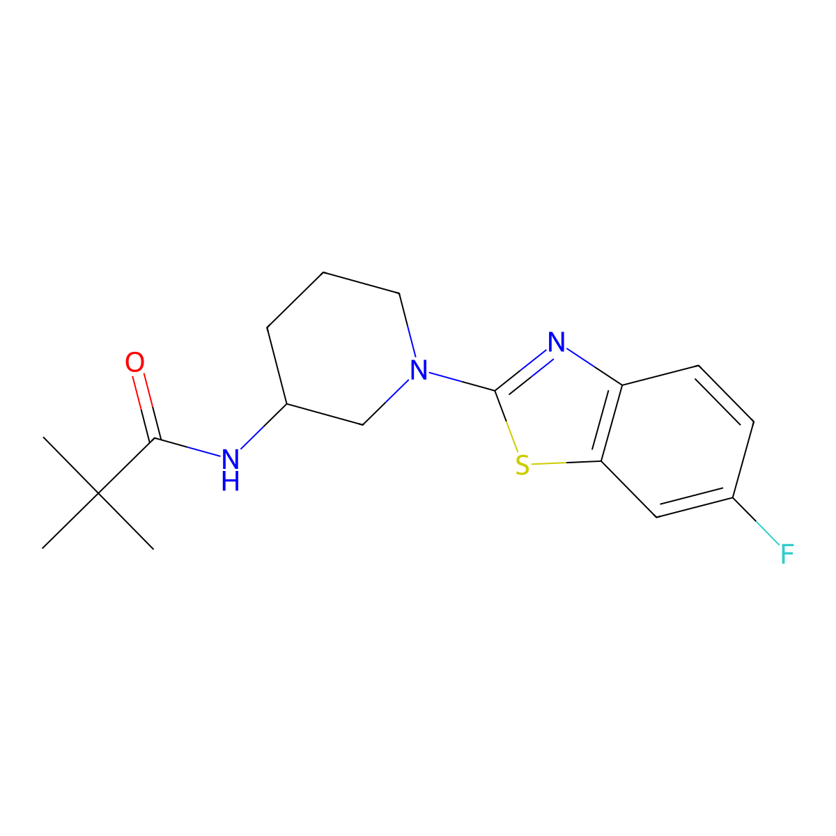 N-[1-(6-fluoro-1,3-benzothiazol-2-yl)piperidin-3-yl]-2,2-dimethylpropanamide molecular structure, CAS 2770617-80-4
