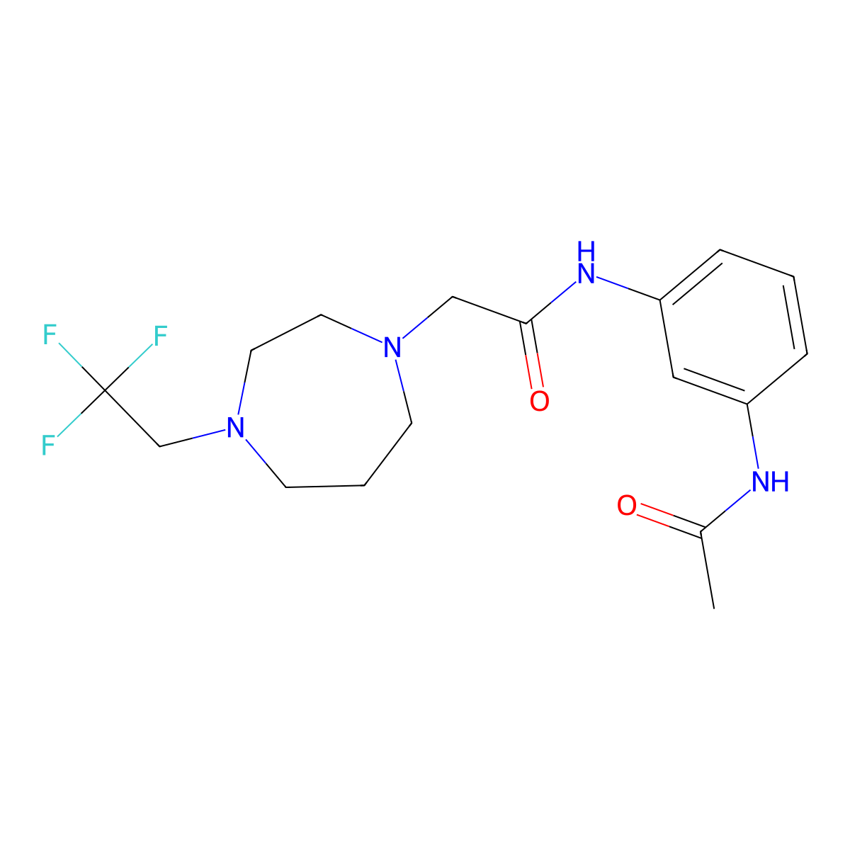 N-(3-acetamidophenyl)-2-[4-(2,2,2-trifluoroethyl)-1,4-diazepan-1-yl]acetamide molecular structure, CAS 2770617-82-6