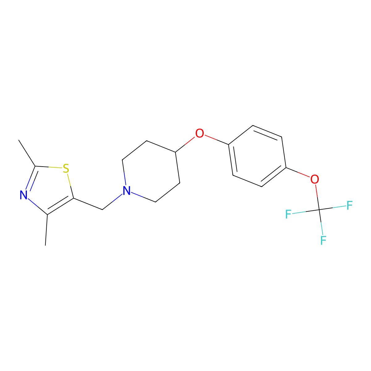 1-[(2,4-Dimethyl-1,3-thiazol-5-yl)methyl]-4-[4-(trifluoromethoxy)phenoxy]piperidine molecular structure, CAS 2770617-86-0