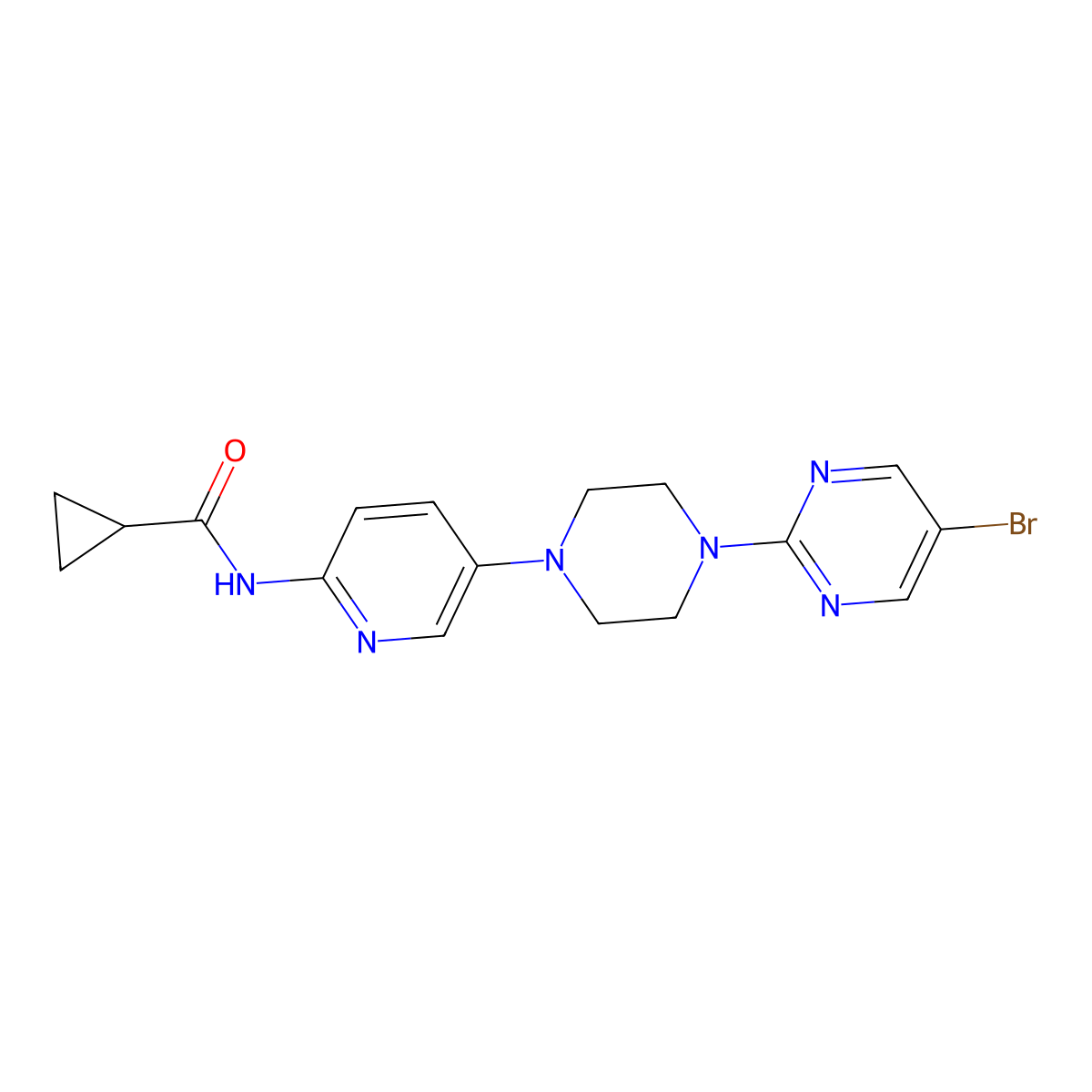 N-{5-[4-(5-bromopyrimidin-2-yl)piperazin-1-yl]pyridin-2-yl}cyclopropanecarboxamide molecular structure, CAS 2770617-89-3