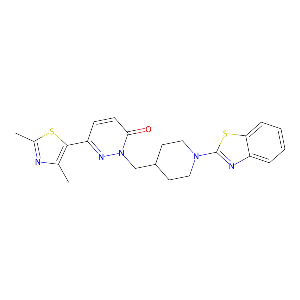 2-{[1-(1,3-Benzothiazol-2-yl)piperidin-4-yl]methyl}-6-(2,4-dimethyl-1,3-thiazol-5-yl)-2,3-dihydropyridazin-3-one molecular structure, CAS 2770617-91-7