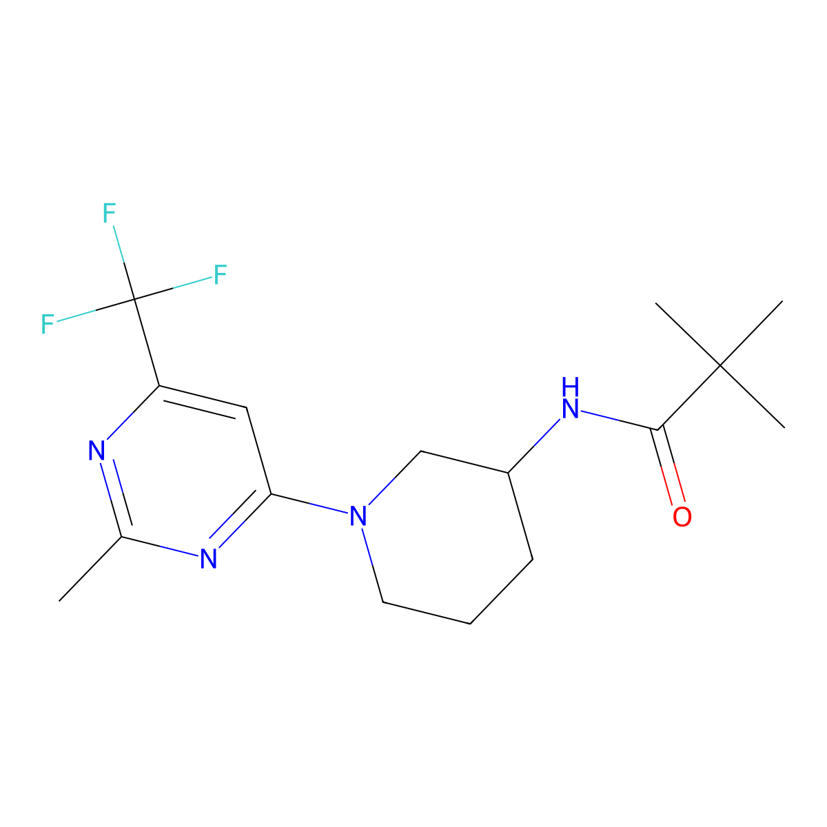 2,2-dimethyl-N-{1-[2-methyl-6-(trifluoromethyl)pyrimidin-4-yl]piperidin-3-yl}propanamide molecular structure, CAS 2770617-94-0