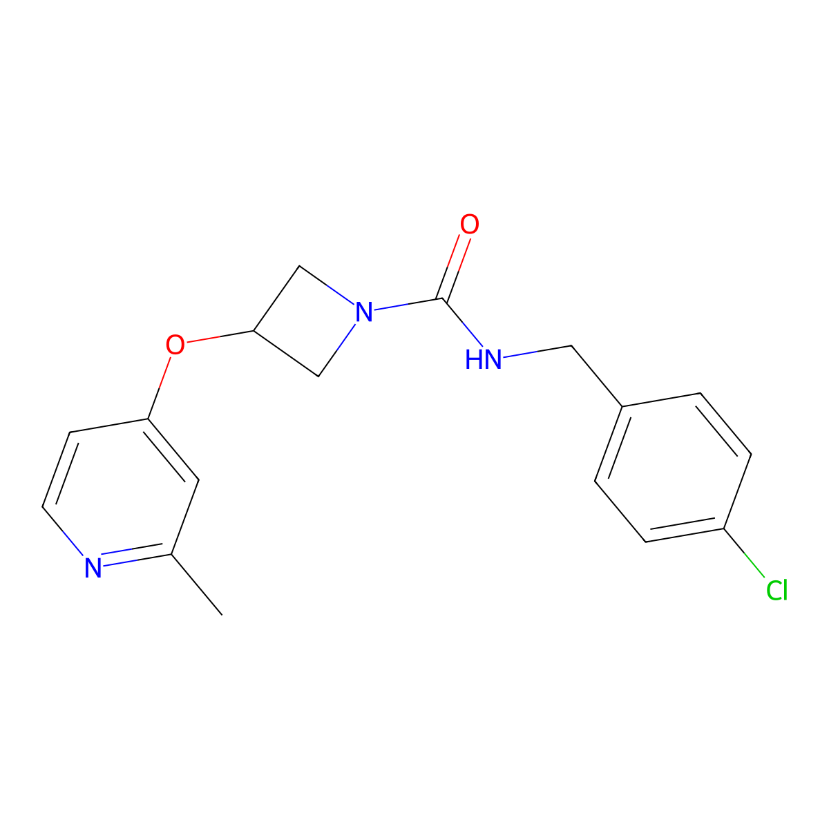 N-[(4-chlorophenyl)methyl]-3-[(2-methylpyridin-4-yl)oxy]azetidine-1-carboxamide molecular structure, CAS 2770617-95-1