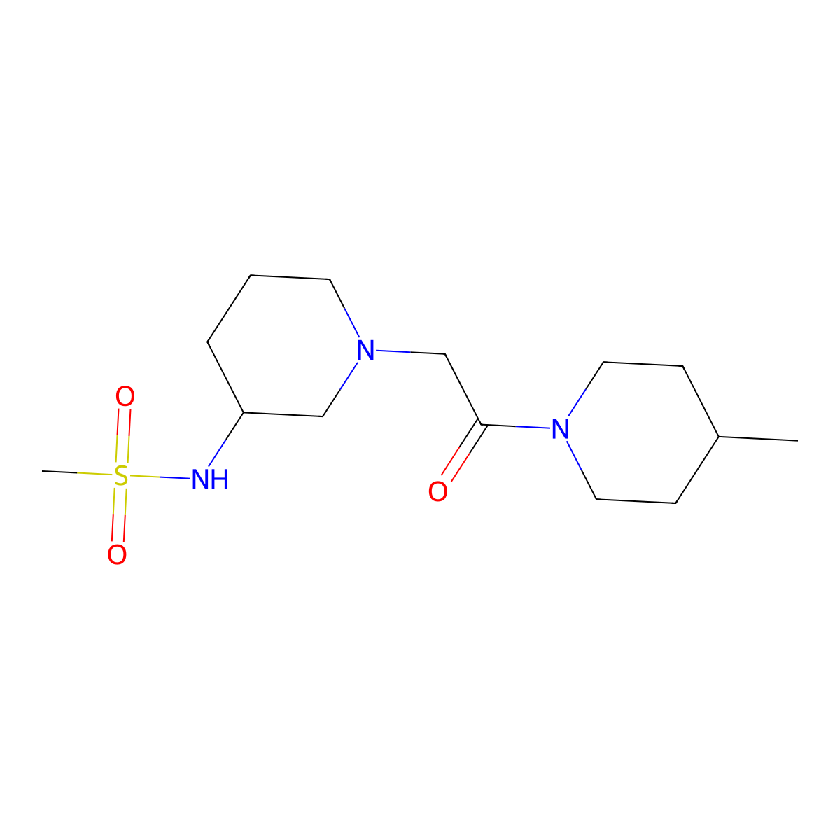 N-{1-[2-(4-methylpiperidin-1-yl)-2-oxoethyl]piperidin-3-yl}methanesulfonamide molecular structure, CAS 2770617-99-5
