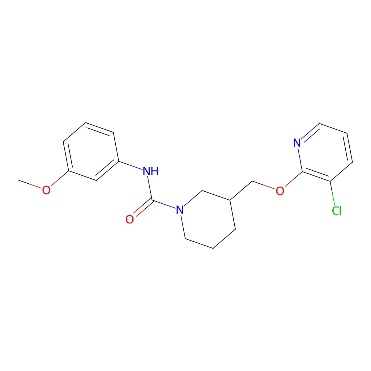 3-{[(3-chloropyridin-2-yl)oxy]methyl}-N-(3-methoxyphenyl)piperidine-1-carboxamide molecular structure, CAS 2770618-01-2