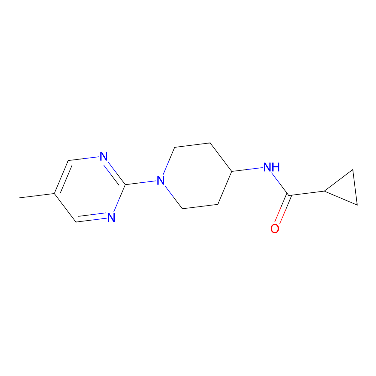 N-[1-(5-methylpyrimidin-2-yl)piperidin-4-yl]cyclopropanecarboxamide molecular structure, CAS 2770618-02-3