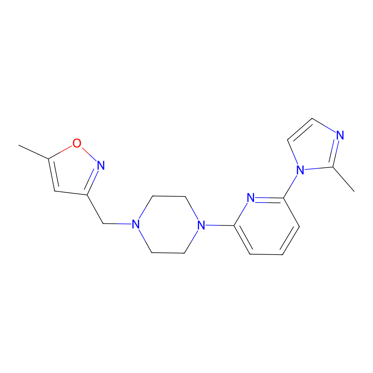 1-[(5-methyl-1,2-oxazol-3-yl)methyl]-4-[6-(2-methyl-1H-imidazol-1-yl)pyridin-2-yl]piperazine molecular structure, CAS 2770618-04-5