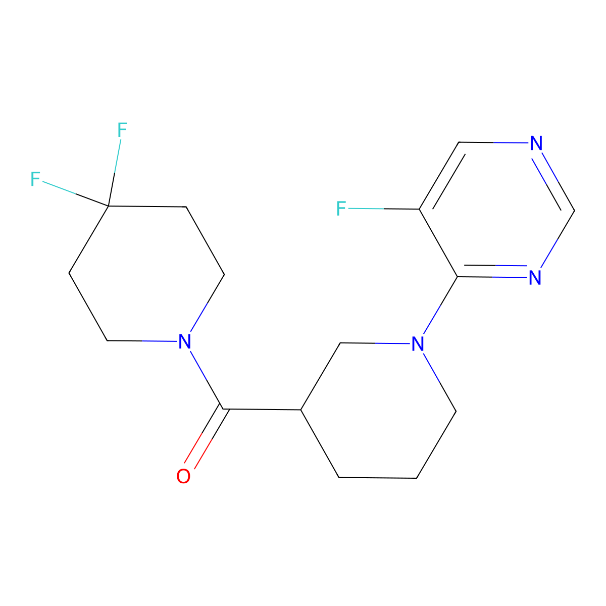 4-[3-(4,4-Difluoropiperidine-1-carbonyl)piperidin-1-yl]-5-fluoropyrimidine molecular structure, CAS 2770618-11-4