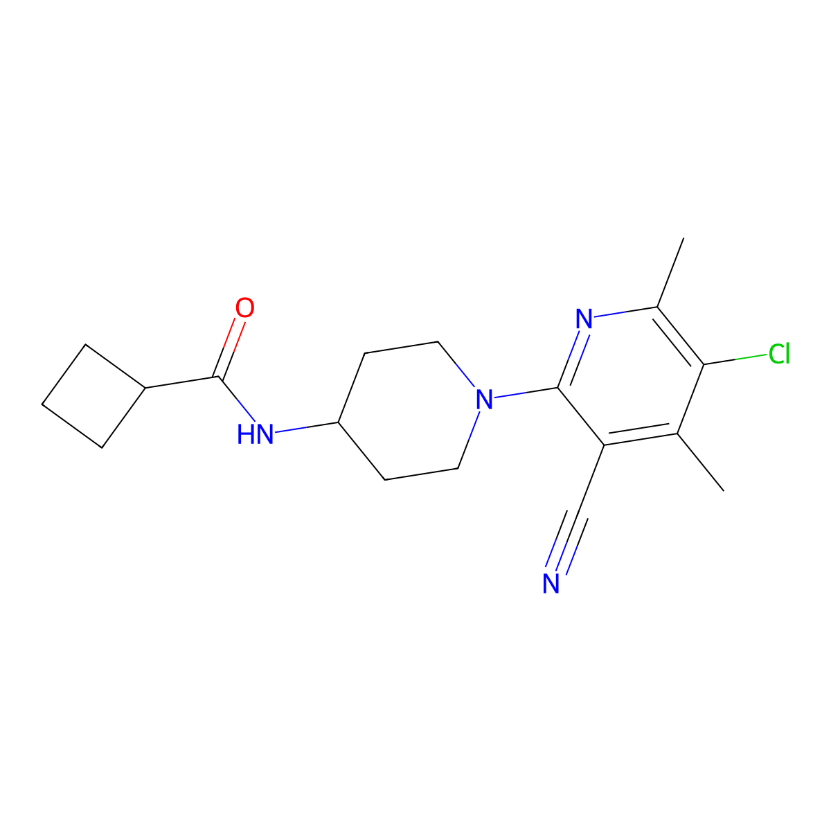 N-[1-(5-chloro-3-cyano-4,6-dimethylpyridin-2-yl)piperidin-4-yl]cyclobutanecarboxamide molecular structure, CAS 2770618-14-7