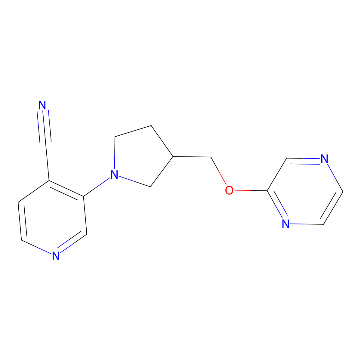 3-{3-[(Pyrazin-2-yloxy)methyl]pyrrolidin-1-yl}pyridine-4-carbonitrile molecular structure, CAS 2770618-15-8