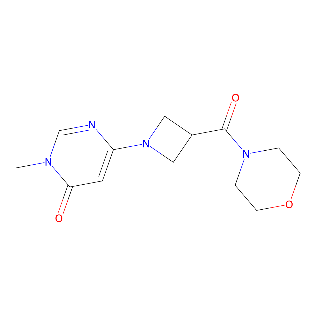 3-Methyl-6-[3-(morpholine-4-carbonyl)azetidin-1-yl]-3,4-dihydropyrimidin-4-one molecular structure, CAS 2770618-16-9