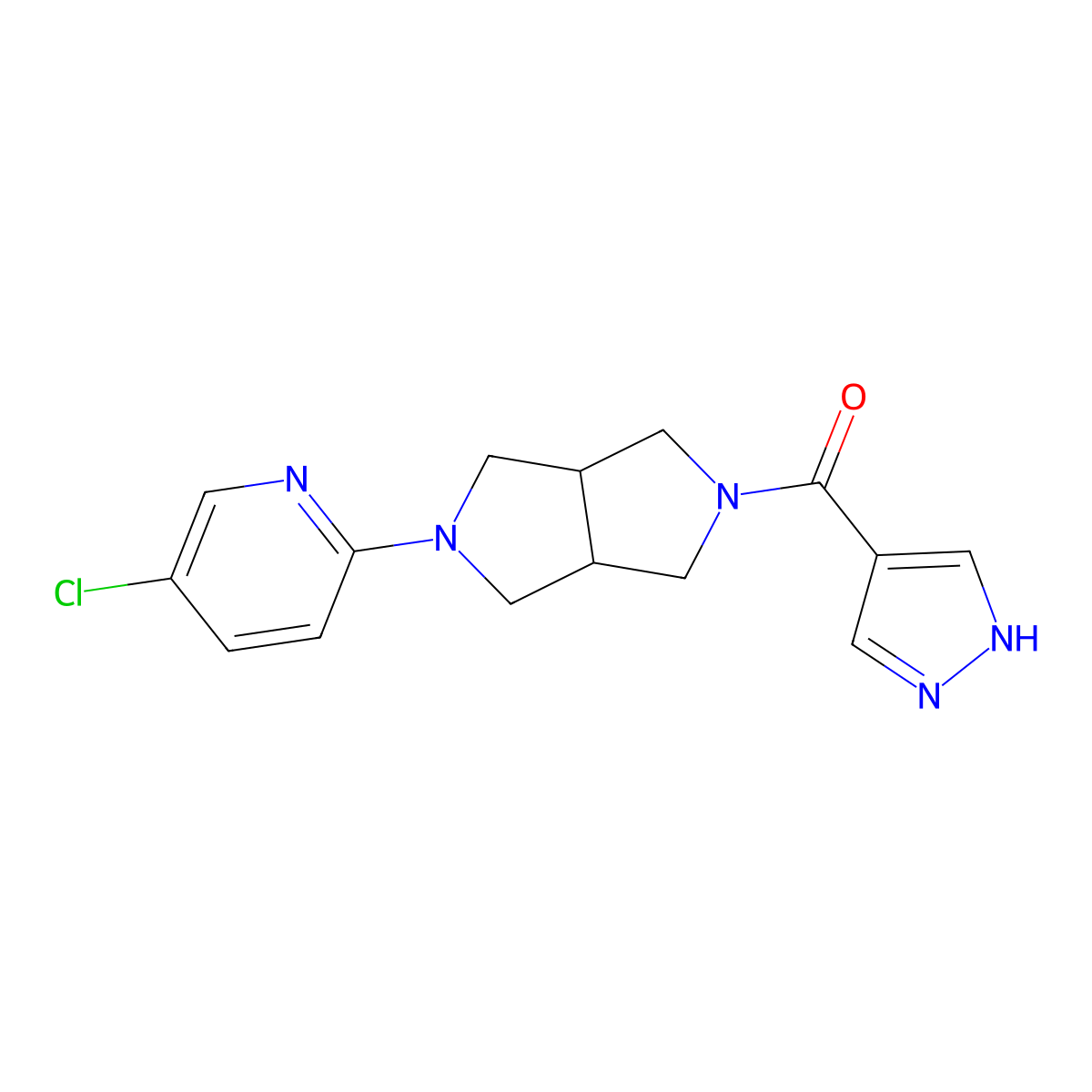5-chloro-2-[5-(1H-pyrazole-4-carbonyl)-octahydropyrrolo[3,4-c]pyrrol-2-yl]pyridine molecular structure, CAS 2770618-22-7