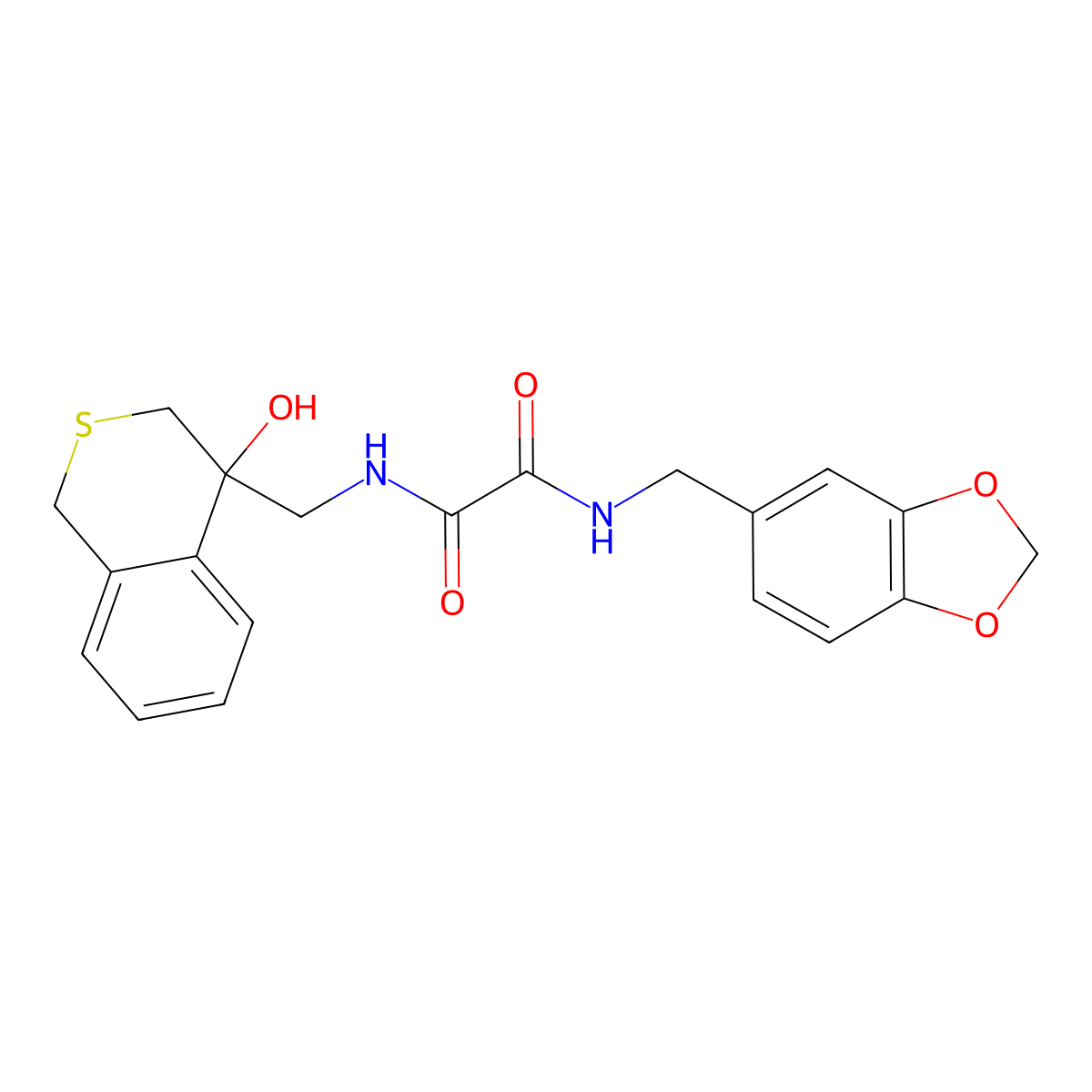 N-[(2H-1,3-benzodioxol-5-yl)methyl]-N'-[(4-hydroxy-3,4-dihydro-1H-2-benzothiopyran-4-yl)methyl]ethanediamide molecular structure, CAS 2770618-25-0