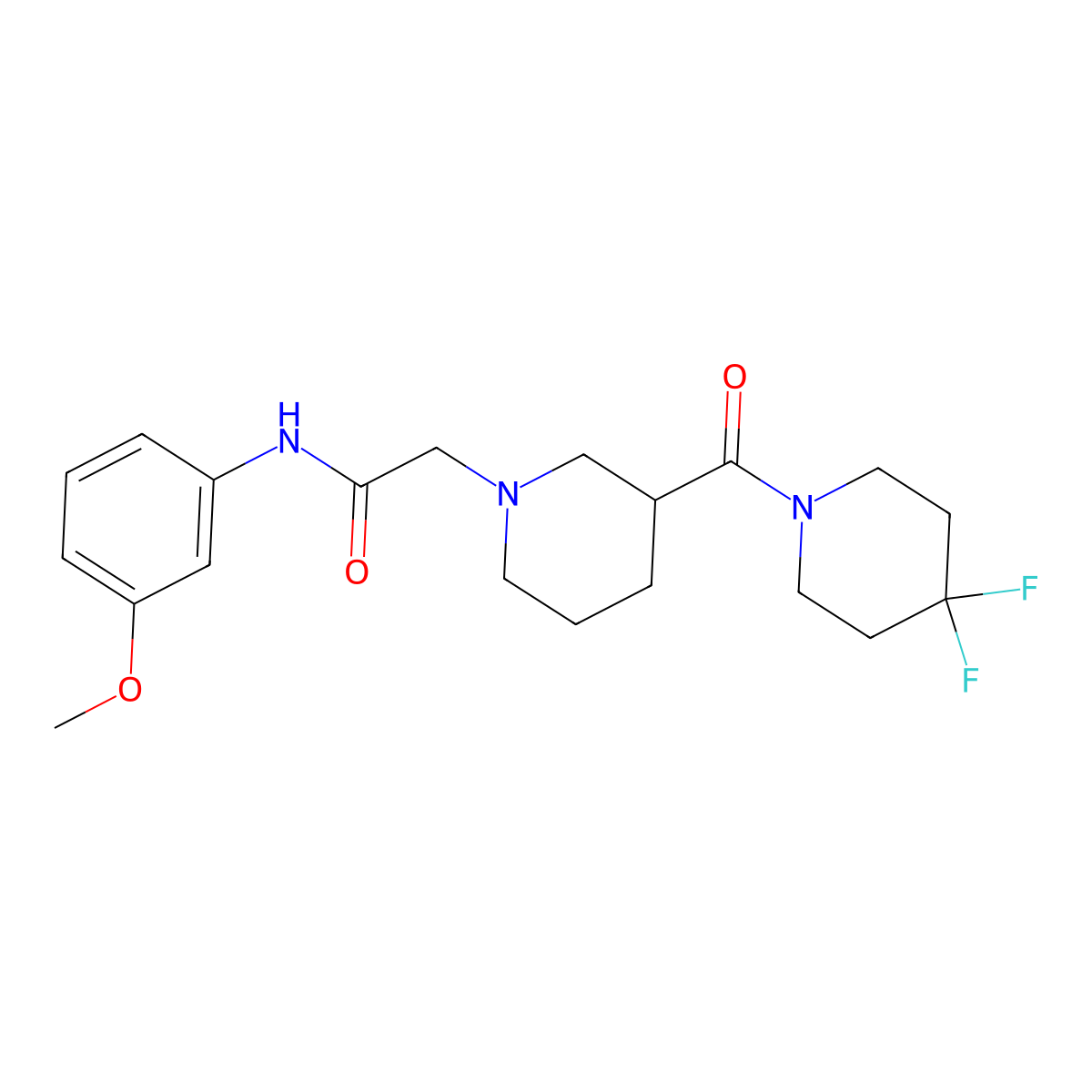 2-[3-(4,4-difluoropiperidine-1-carbonyl)piperidin-1-yl]-N-(3-methoxyphenyl)acetamide molecular structure, CAS 2770618-28-3