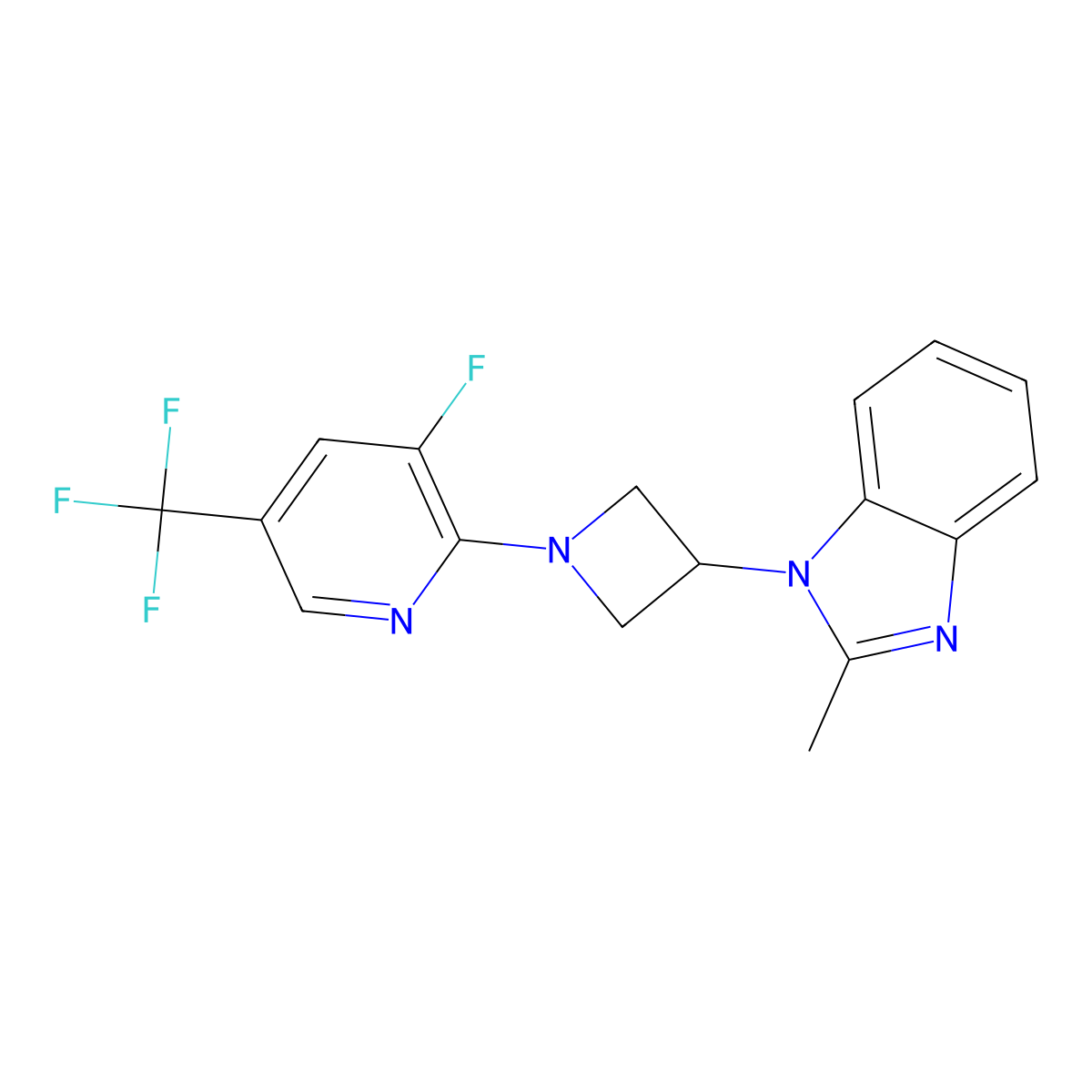 1-{1-[3-fluoro-5-(trifluoromethyl)pyridin-2-yl]azetidin-3-yl}-2-methyl-1H-1,3-benzodiazole molecular structure, CAS 2770618-29-4