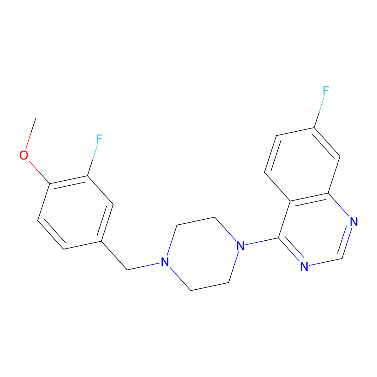 7-Fluoro-4-{4-[(3-fluoro-4-methoxyphenyl)methyl]piperazin-1-yl}quinazoline molecular structure, CAS 2770618-33-0