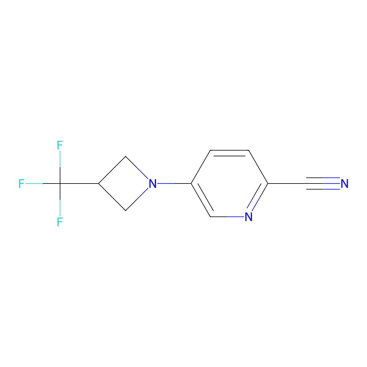 5-[3-(Trifluoromethyl)azetidin-1-yl]pyridine-2-carbonitrile molecular structure, CAS 2770618-38-5