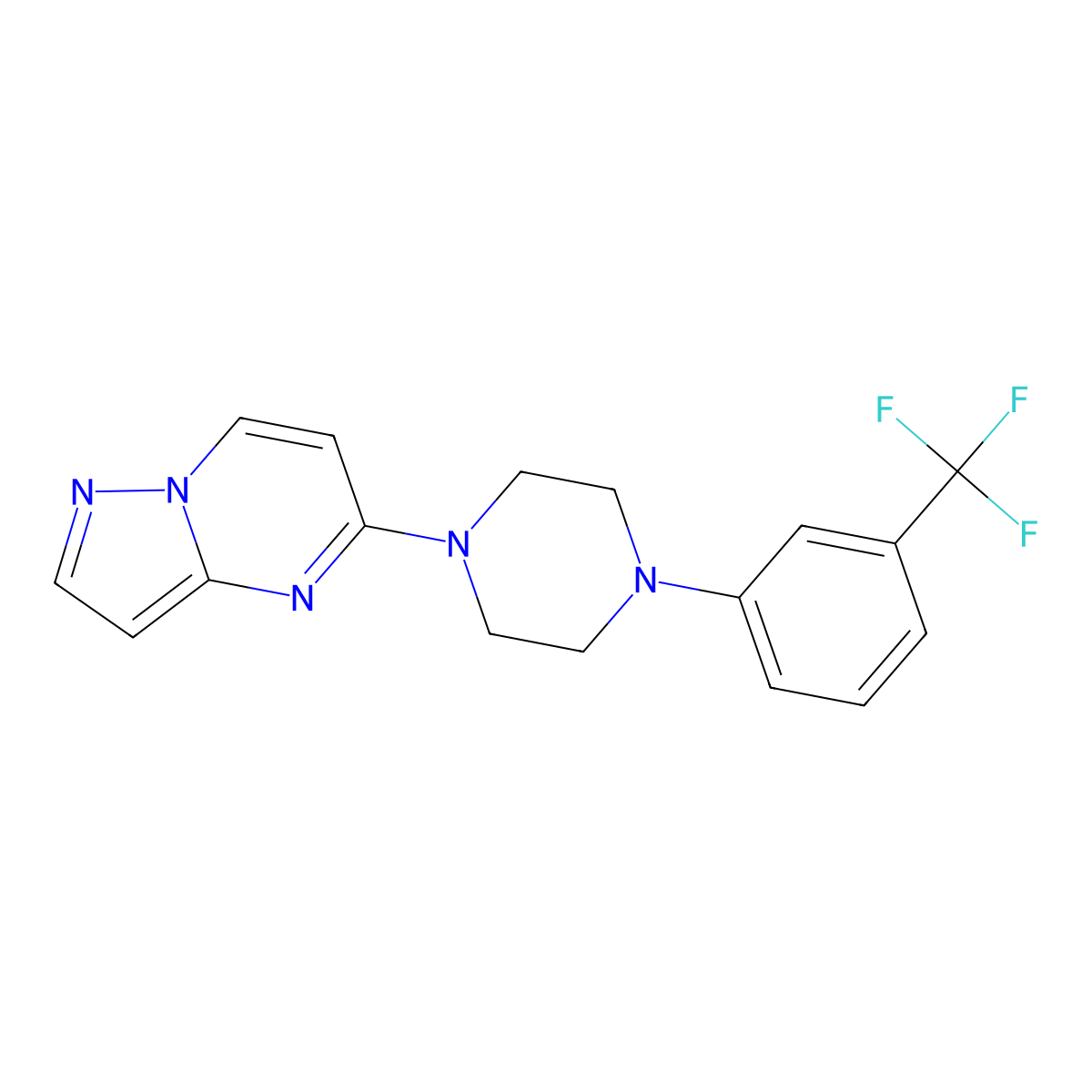 1-{Pyrazolo[1,5-a]pyrimidin-5-yl}-4-[3-(trifluoromethyl)phenyl]piperazine molecular structure, CAS 2770618-40-9