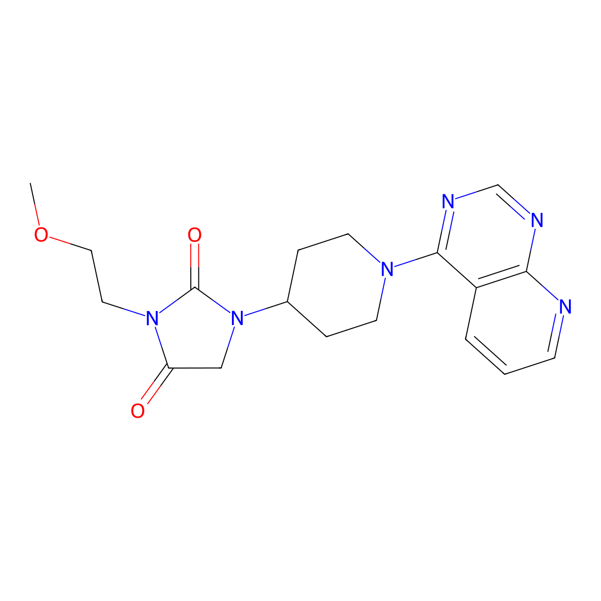 3-(2-Methoxyethyl)-1-(1-{pyrido[2,3-d]pyrimidin-4-yl}piperidin-4-yl)imidazolidine-2,4-dione molecular structure, CAS 2770618-46-5