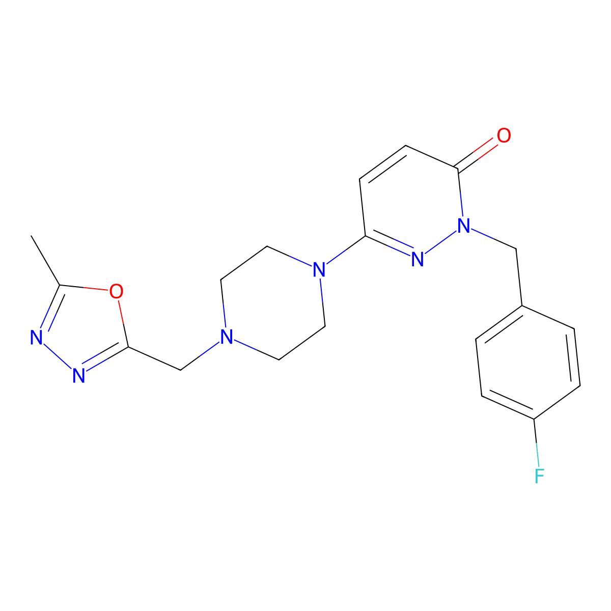 2-[(4-Fluorophenyl)methyl]-6-{4-[(5-methyl-1,3,4-oxadiazol-2-yl)methyl]piperazin-1-yl}-2,3-dihydropyridazin-3-one molecular structure, CAS 2770618-51-2