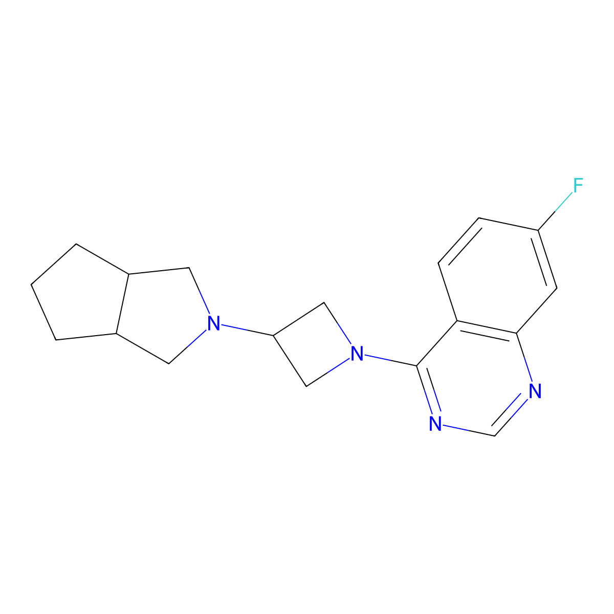 7-Fluoro-4-(3-{octahydrocyclopenta[c]pyrrol-2-yl}azetidin-1-yl)quinazoline molecular structure, CAS 2770618-54-5