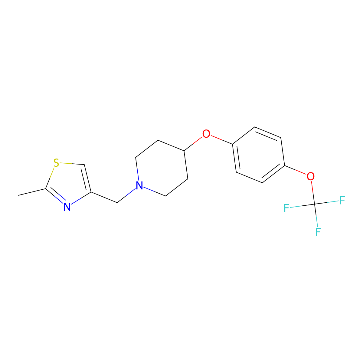 1-[(2-Methyl-1,3-thiazol-4-yl)methyl]-4-[4-(trifluoromethoxy)phenoxy]piperidine molecular structure, CAS 2770618-58-9