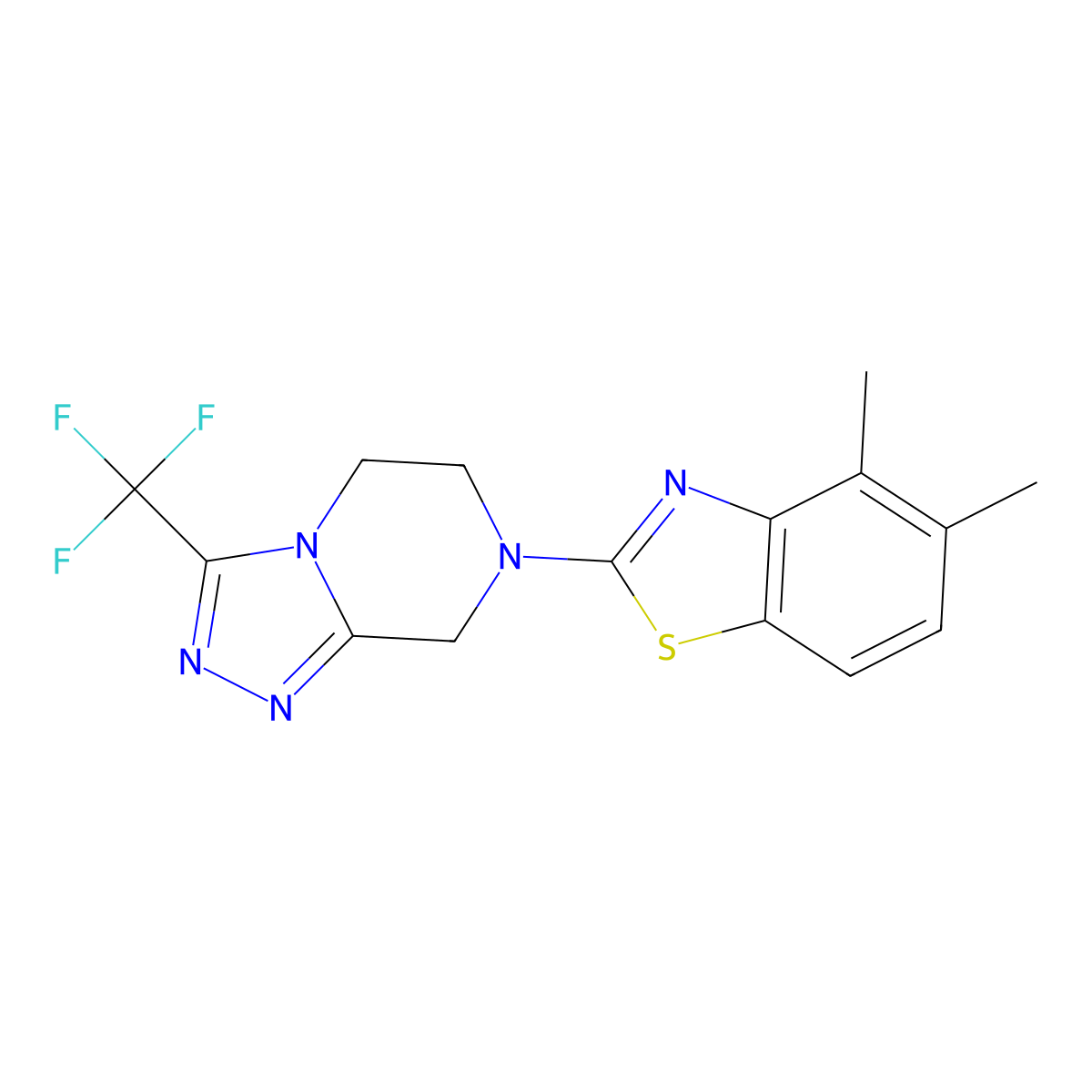 4,5-dimethyl-2-[3-(trifluoromethyl)-5H,6H,7H,8H-[1,2,4]triazolo[4,3-a]pyrazin-7-yl]-1,3-benzothiazole molecular structure, CAS 2770618-64-7