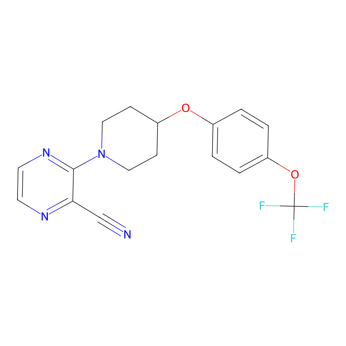 3-{4-[4-(Trifluoromethoxy)phenoxy]piperidin-1-yl}pyrazine-2-carbonitrile molecular structure, CAS 2770618-74-9