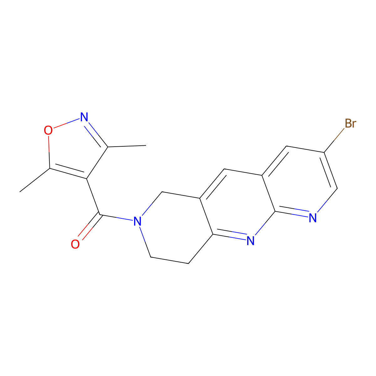 (3-bromo-8,9-dihydro-6H-pyrido[4,3-b][1,8]naphthyridin-7-yl)-(3,5-dimethyl-1,2-oxazol-4-yl)methanone molecular structure, CAS 2770618-76-1