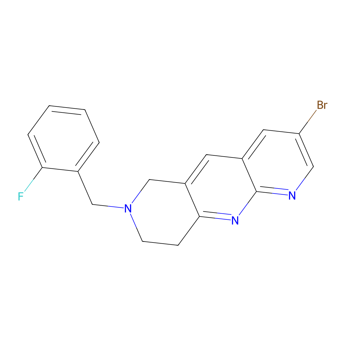3-bromo-7-[(2-fluorophenyl)methyl]-6H,7H,8H,9H-pyrido[2,3-b]1,6-naphthyridine molecular structure, CAS 2770618-81-8
