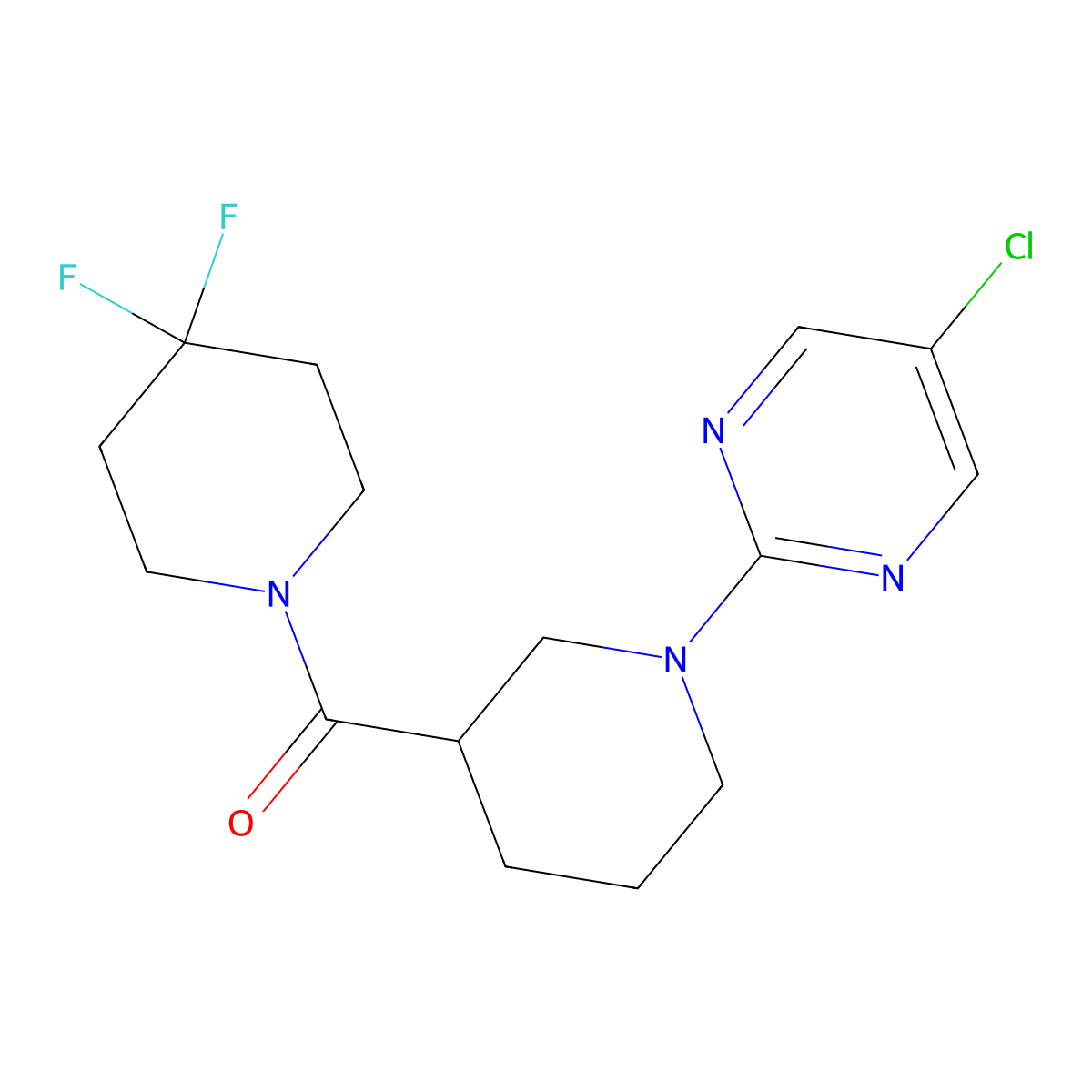 5-Chloro-2-[3-(4,4-difluoropiperidine-1-carbonyl)piperidin-1-yl]pyrimidine molecular structure, CAS 2770618-86-3