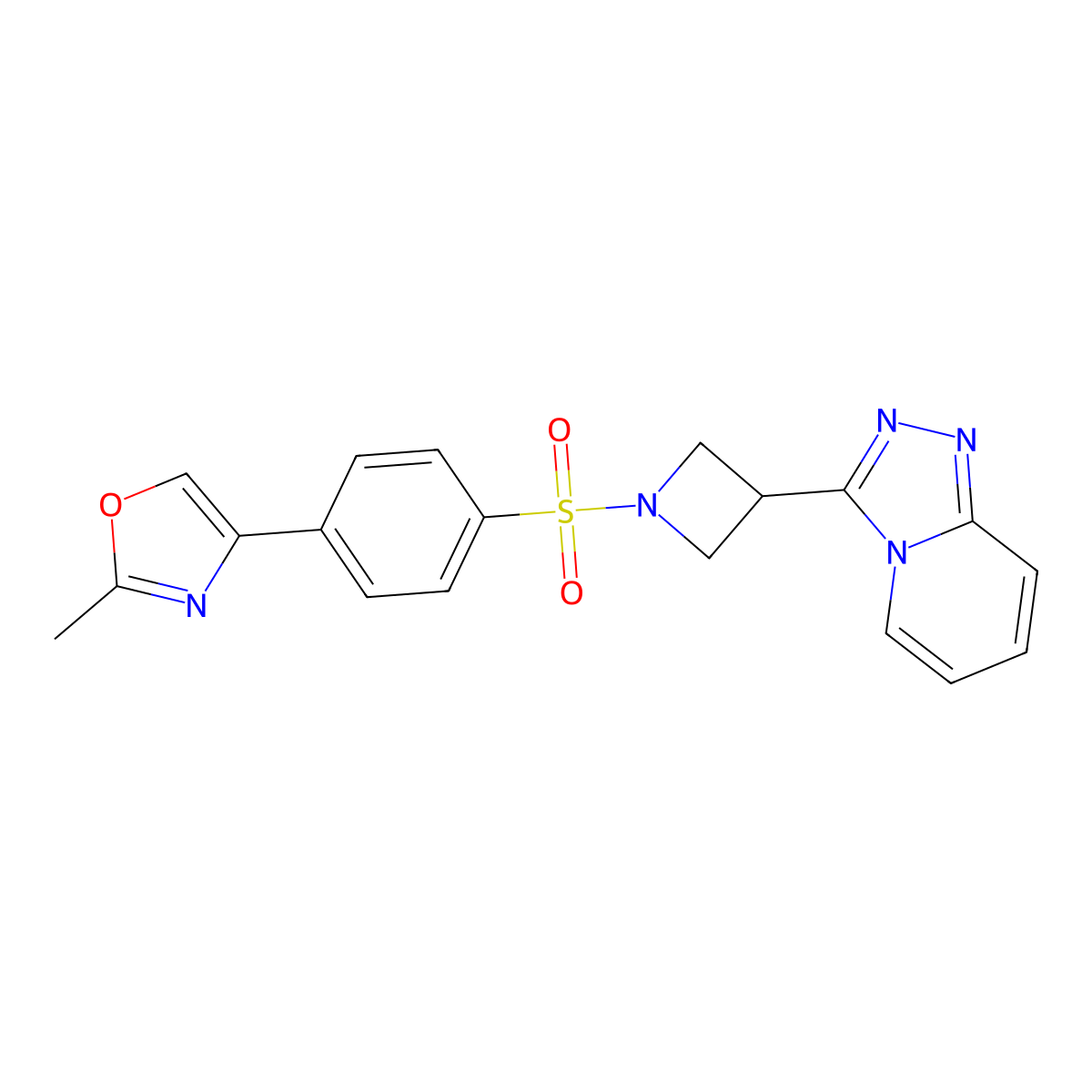 2-Methyl-4-{4-[(3-{[1,2,4]triazolo[4,3-a]pyridin-3-yl}azetidin-1-yl)sulfonyl]phenyl}-1,3-oxazole molecular structure, CAS 2770618-87-4