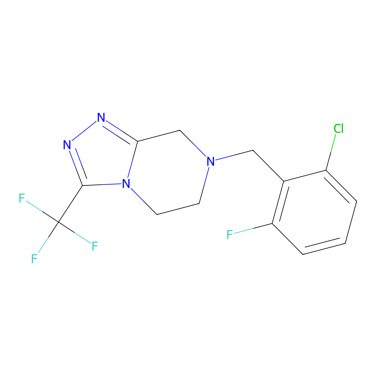 7-[(2-chloro-6-fluorophenyl)methyl]-3-(trifluoromethyl)-5H,6H,7H,8H-[1,2,4]triazolo[4,3-a]pyrazine molecular structure, CAS 2770618-90-9
