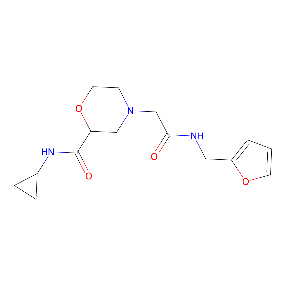 N-cyclopropyl-4-({[(furan-2-yl)methyl]carbamoyl}methyl)morpholine-2-carboxamide molecular structure, CAS 2770618-91-0