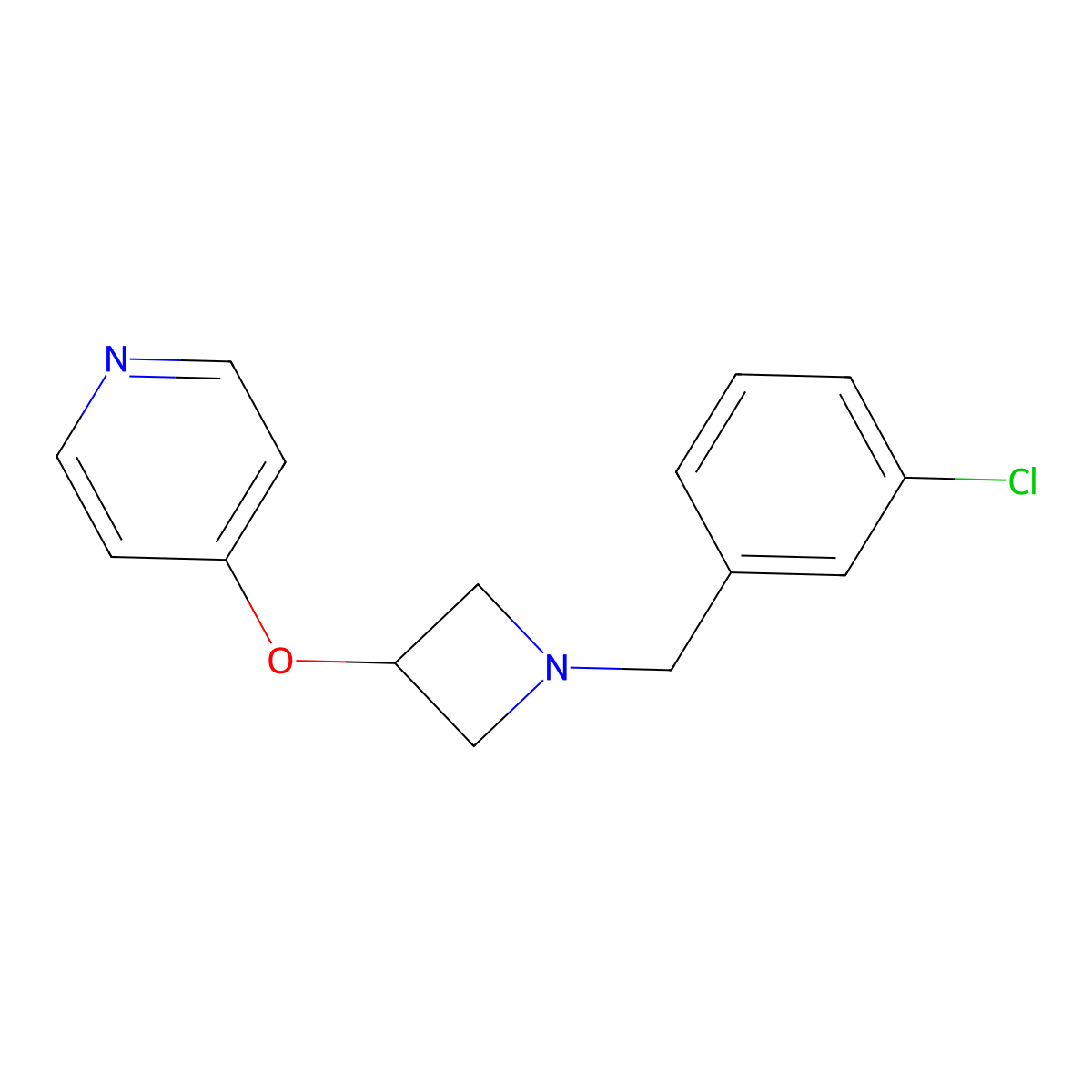 4-({1-[(3-Chlorophenyl)methyl]azetidin-3-yl}oxy)pyridine molecular structure, CAS 2770618-94-3