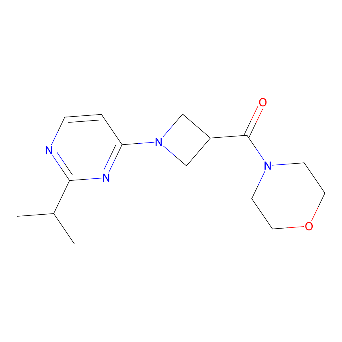 4-{1-[2-(Propan-2-yl)pyrimidin-4-yl]azetidine-3-carbonyl}morpholine molecular structure, CAS 2770618-97-6