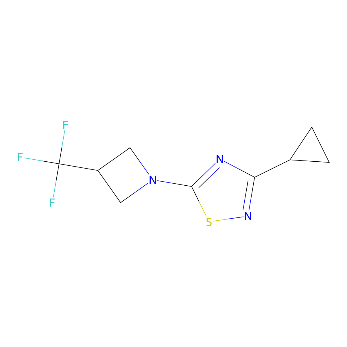 3-Cyclopropyl-5-[3-(trifluoromethyl)azetidin-1-yl]-1,2,4-thiadiazole molecular structure, CAS 2770618-98-7