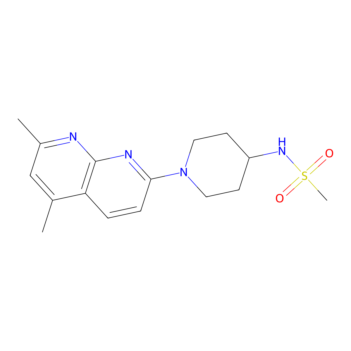 N-[1-(5,7-dimethyl-1,8-naphthyridin-2-yl)piperidin-4-yl]methanesulfonamide molecular structure, CAS 2770619-00-4